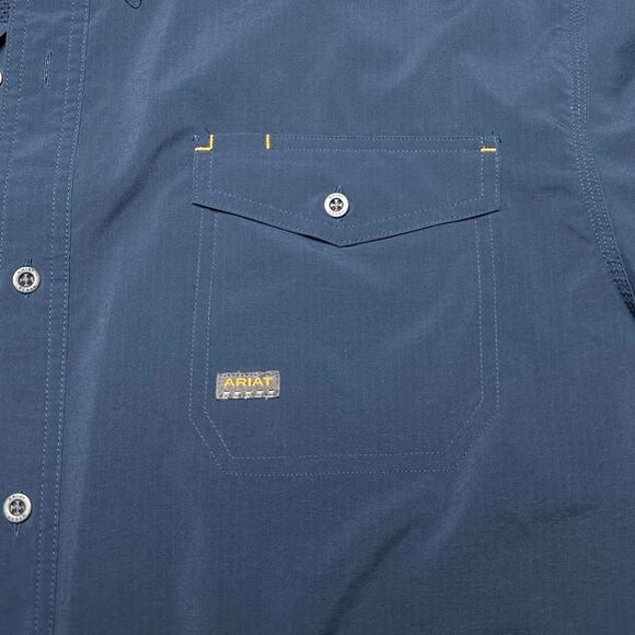 Ariat | Men | Rebar Made Tough Navy Vented SS Button Up Work Shirt | Size XXL - Picture 10 of 14